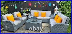 Luxury Grey Rattan Outdoor Sofa Set Patio Garden Setee Furniture Alfresco Corner