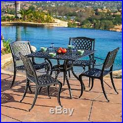 Luxury Outdoor Patio Furniture 5pcs Cast Aluminum Black Sand Dining Set
