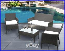 Luxury Ratten Garden Furniture 4 Seater Table Chairs Coffee Table Outdoor Black