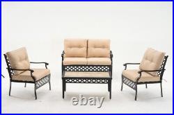 MCombo 4PCS Patio Furniture Sets with Coffee Table Love Seating for Outdoor