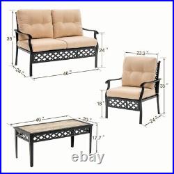 MCombo 4PCS Patio Furniture Sets with Coffee Table Love Seating for Outdoor