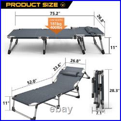 MOPHOTO Folding Camping Cot 4 Position Adjustable Pearl Cotton Mattress Cot Bed