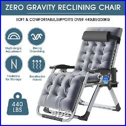 MOPHOTO Folding Recliner Zero Gravity Chair Set of 2 WithCup Holder+Headrest+Mat