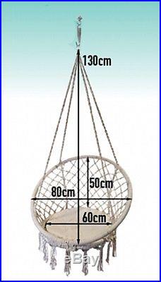 Macrame Hanging Chair Basket with Cushion in Natural Rope Colour Cotton QUALITY