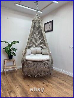 Macrame swing chair, hanging chair indoor, chair hanging indoor hammock