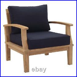 Marina8 Piece Outdoor Patio Teak Set in Natural Navy