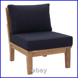 Marina8 Piece Outdoor Patio Teak Set in Natural Navy