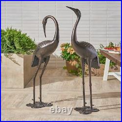 Mark Outdoor Dark Bronze Aluminum Crane/Heron Statues (Set of 2)