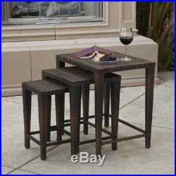 Mayall Multibrown Wicker Nested Side Tables (Set of 3)