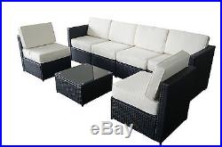Mcombo 7 PC Cozy Outdoor Garden Patio Rattan Wicker Furniture Sectional Sofa