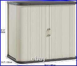 Medium Double-Wall Resin Outdoor Storage Cabinet 73 Gallon Light Gray Waterproof