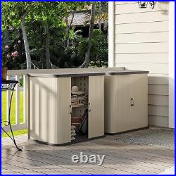 Medium Double-Wall Resin Outdoor Storage Cabinet 73 Gallon Light Gray Waterproof