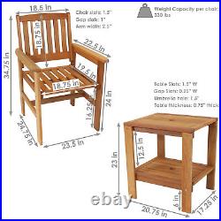 Meranti Wood 3-Piece Patio Conversation Set with 2 Chairs by Sunnydaze