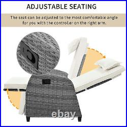 Merax 3 PCS Outdoor Patio Wicker Rattan Adjustable Lounge Sofa Chair Table Set