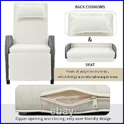 Merax 3 PCS Outdoor Patio Wicker Rattan Adjustable Lounge Sofa Chair Table Set