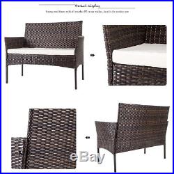 Merax 4 PC Outdoor Garden Rattan Patio Furniture Set Cushioned Seat Wicker Sofa