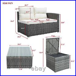 Merax Outdoor Patio Wicker Rattan Furniture Sectional Sofa Table Set Storage Box