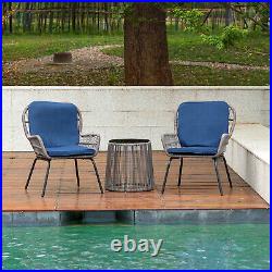 Messina Patio Bistro Set 3 Piece Outdoor Rattan Seating Group with Cushions