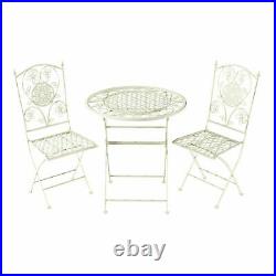 Metal Folding Bistro Table Chair Set Outdoor Seating Patio Garden Antiqued