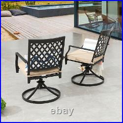 Metal Patio Chair Set of 2 With Cushion Swivel Dining Chairs Outdoor Furniture