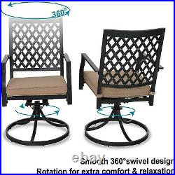 Metal Patio Chair Set of 2 With Cushion Swivel Dining Chairs Outdoor Furniture