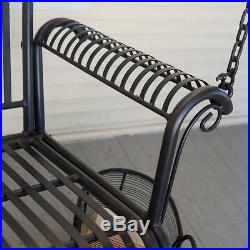 Metal Porch Swing Black Patio Hanging Relaxing Chair Outdoor Garden Lounge Seat