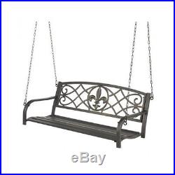 Metal Porch Swing Outdoor Patio Hanging Furniture 2 Person Iron Chains Deck Yard