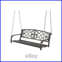 Metal Porch Swing Outdoor Patio Hanging Furniture 2 Person Iron Chains Deck Yard