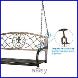 Metal Porch Swing Outdoor Patio Hanging Furniture 2 Person Iron Chains Yard Deck