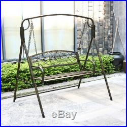 Metal Porch Swing Outdoor Patio Hanging Furniture 2 Person Iron Chains Yard Deck