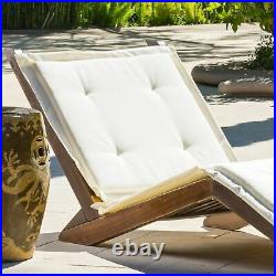 Midori Mahogany Wood Folding Chaise Lounger Chair with Cream Cushion