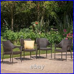 Miranda Outdoor Mix Mocha Wicker Stacking Dining Chairs (Set of 4)