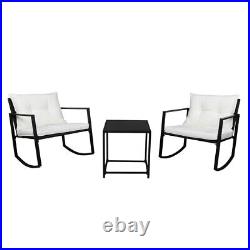 Modern 3-Piece Set Coffee Table Rocking Chair Stylish Black