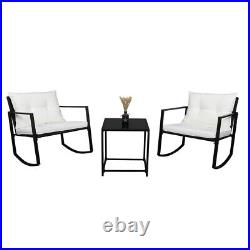 Modern 3-Piece Set Coffee Table Rocking Chair Stylish Black
