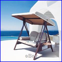 Modern Outdoor Furniture 2 Person Patio Porch Swing Hammock Steel Tilt Canopy