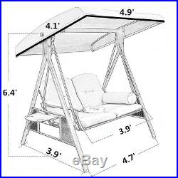 Modern Outdoor Furniture 2 Person Patio Porch Swing Hammock Steel Tilt Canopy