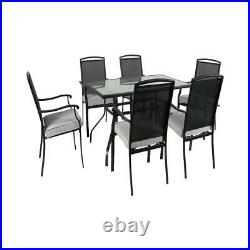 Modern Outdoor Patio Furniture Square Dining Set 7 Piece Bench Table and Chairs