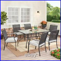 Modern Outdoor Patio Furniture Square Dining Set 7 Piece Bench Table and Chairs
