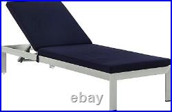 Modway Shore Aluminum Outdoor Patio Chaise Poolside Lounge 76 x 25 x 36, Navy