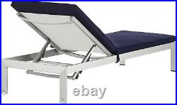 Modway Shore Aluminum Outdoor Patio Chaise Poolside Lounge 76 x 25 x 36, Navy