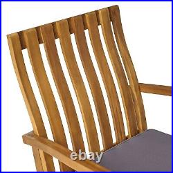 Muriel Outdoor Acacia Wood Rustic Style Rocking Chair with Cushions