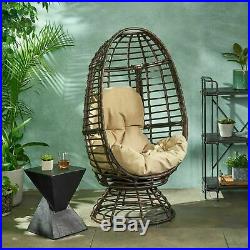 Mylen Outdoor Wicker Swivel Egg Chair with Cushion