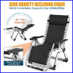 NAIZEA Outdoor Padded Lawn Recliner Zero Gravity Chair Folding Chaise Chairs&Mat