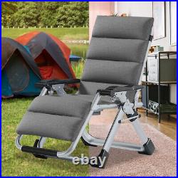 NAIZEA Zero Gravity Chair Flax Gray And Blue Chair Cot Sleeping Chair & Mattress