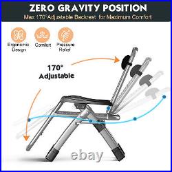 NAIZEA Zero Gravity Chair Folding Reclining Chaise With Pillow+Mat+Arm Cushion