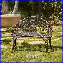 NEW 39-inch Antique Style Patio Porch Garden Bench Aluminum Outdoor Chair Rose