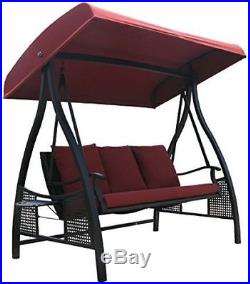 NEW Abba Patio 3 Person Outdoor Metal Gazebo Padded Porch Swing Hammock With Tilt