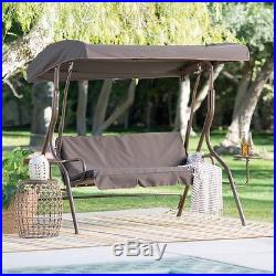 NEW Outdoor Garden 2 Person Adjustable Tilt Canopy Metal Swing with Side Tables