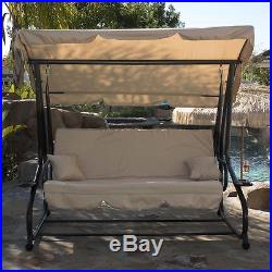 NEW! Outdoor Swing 3 Person Seat Patio Hammock Furniture Bench Yard WithCanopy US