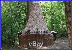 NEW Single Seat/Chair Hand Made Macrame CARTAGENA Swing & CORSA Wood Stand SET